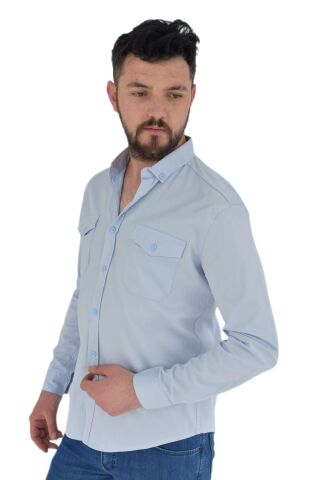 Erkek Spor Gömlek Silim Fit 9957 BGL-ST02724 MAVİ - L