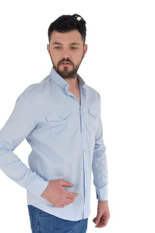 Erkek Spor Gömlek Silim Fit 9957 BGL-ST02724 MAVİ - L