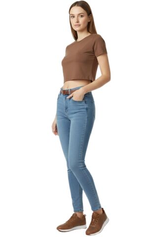 Kadın Yüksek Bel Jeans Dar Paça Pantolon 2248 BGL-ST02900 MAVİ - 34/32