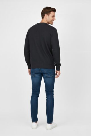 Erkek Büyük Beden Sıfır Yaka Selanik Sweatshirt BGL-ST04871 ANTRASİT - 3XL