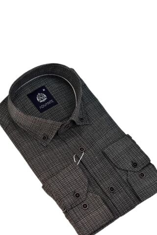 Erkek Klasik Uzun Kol Hasır Dokuma Gömlek BGL-ST03508 FÜME - S