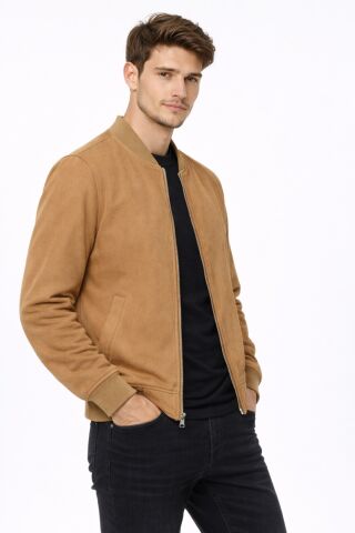 Erkek Regular Fit Mevsimlik Hakim Yaka Süet Spor Mont BGL-ST05014 VİZON - 2XL