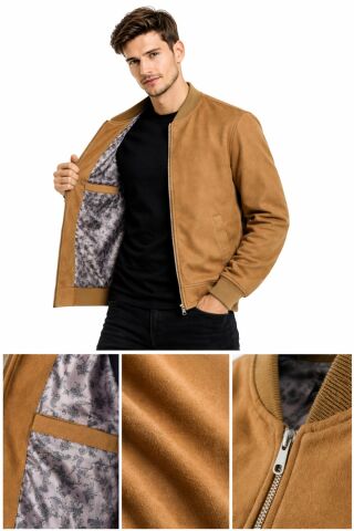Erkek Regular Fit Mevsimlik Hakim Yaka Süet Spor Mont BGL-ST05014 VİZON - 2XL