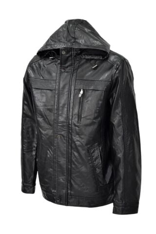 Erkek Suni Deri Kapüşonlu Spor Mont M1212 BGL-ST04017