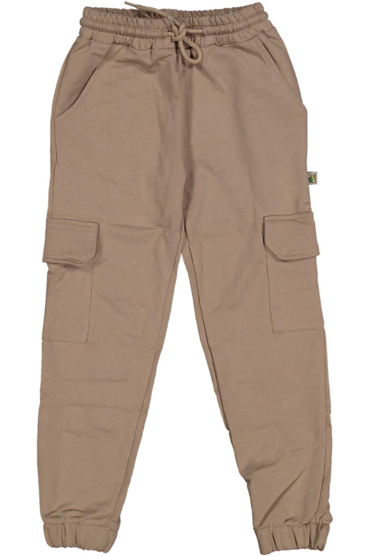 Çocuk Çift Kargo Cepli Paça Lastikli Eşofman Alt BGL-ST03864 BEJ - 4 Yaş