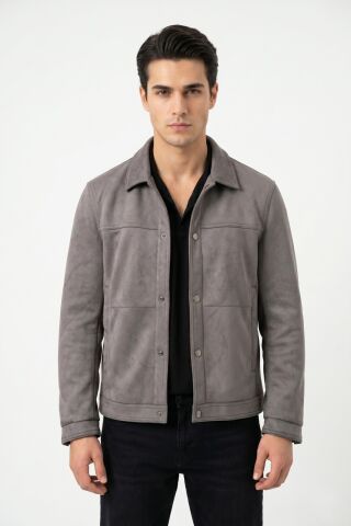 Erkek Siyah Regular Fit Mevsimlik Süet Spor Mont BGL-ST05437