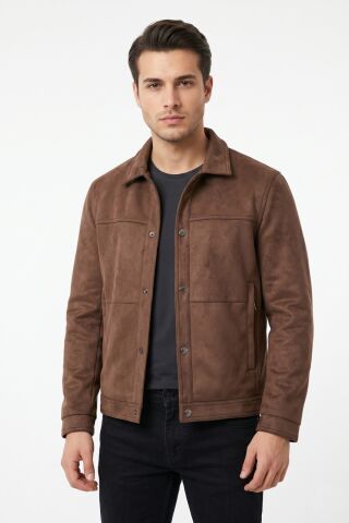 Erkek Siyah Regular Fit Mevsimlik Süet Spor Mont BGL-ST05437