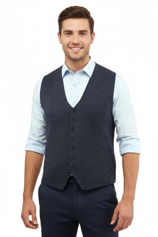 Erkek Düğmeli Yelek Cepsiz Çelik Örgü Klasik Kalıp 5211LS BGL-ST05018