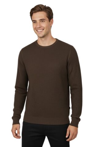 Erkek Sıfır Yaka Petek Doku Regular Fit Sweatshirt BGL-ST04950 ANTRASİT - M