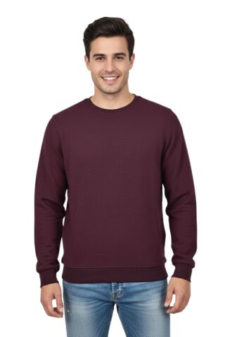 Erkek Sıfır Yaka Petek Doku Regular Fit Sweatshirt BGL-ST04950 ANTRASİT - M