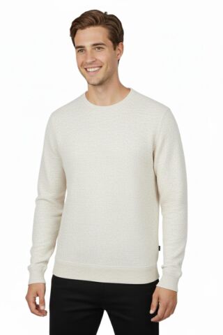 Erkek Sıfır Yaka Petek Doku Regular Fit Sweatshirt BGL-ST04950 ANTRASİT - M