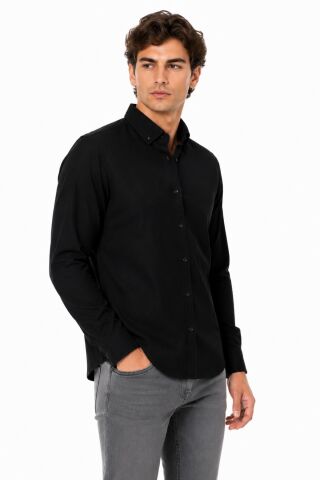Erkek Spor Slim Fitt Uzun Kol  Gömlek BGL-ST05438 SİYAH - XL