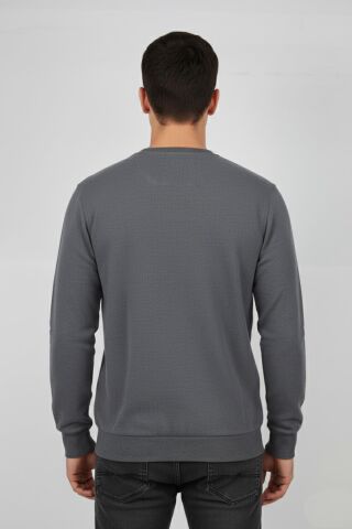 Erkek Büyük Beden Sıfır Yaka Selanik Sweatshirt BGL-ST04871 K.GRİ - 3XL