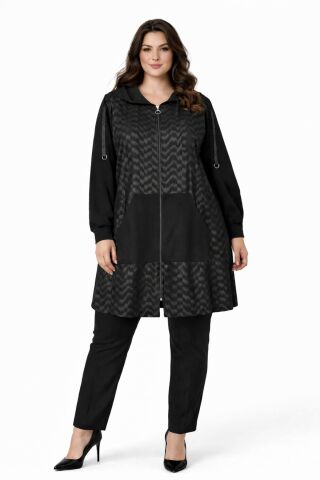 Kadın Kapüşonlu Fermuarlı Cepli Tunik BGL-ST05323