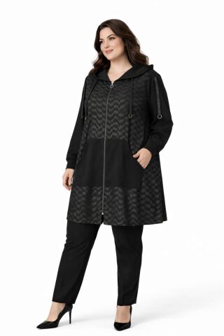 Kadın Kapüşonlu Fermuarlı Cepli Tunik BGL-ST05323