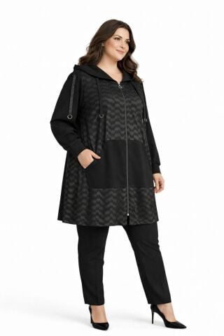 Kadın Kapüşonlu Fermuarlı Cepli Tunik BGL-ST05323