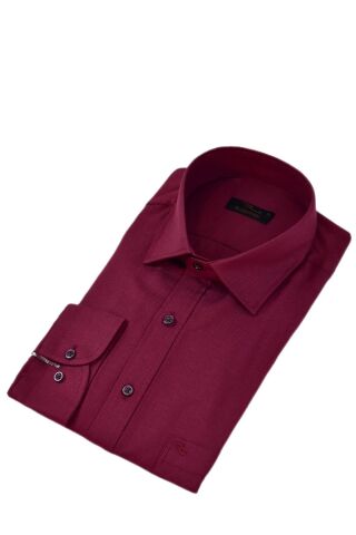 Erkek Klasik Tek Cepli Uzun Kol Gömlek BGL-ST04335 BORDO - S