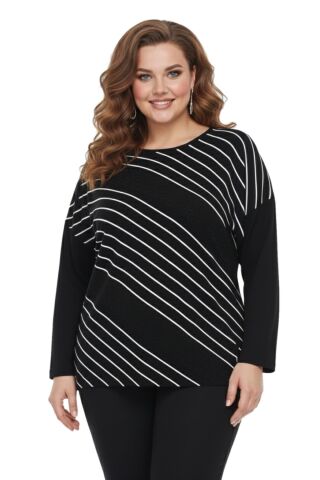 Kadın Siyah Sıfır Yaka Taşlı Bluz BGL-ST05157 SİYAH - 2XL