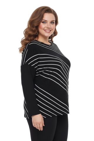Kadın Siyah Sıfır Yaka Taşlı Bluz BGL-ST05157 SİYAH - 2XL