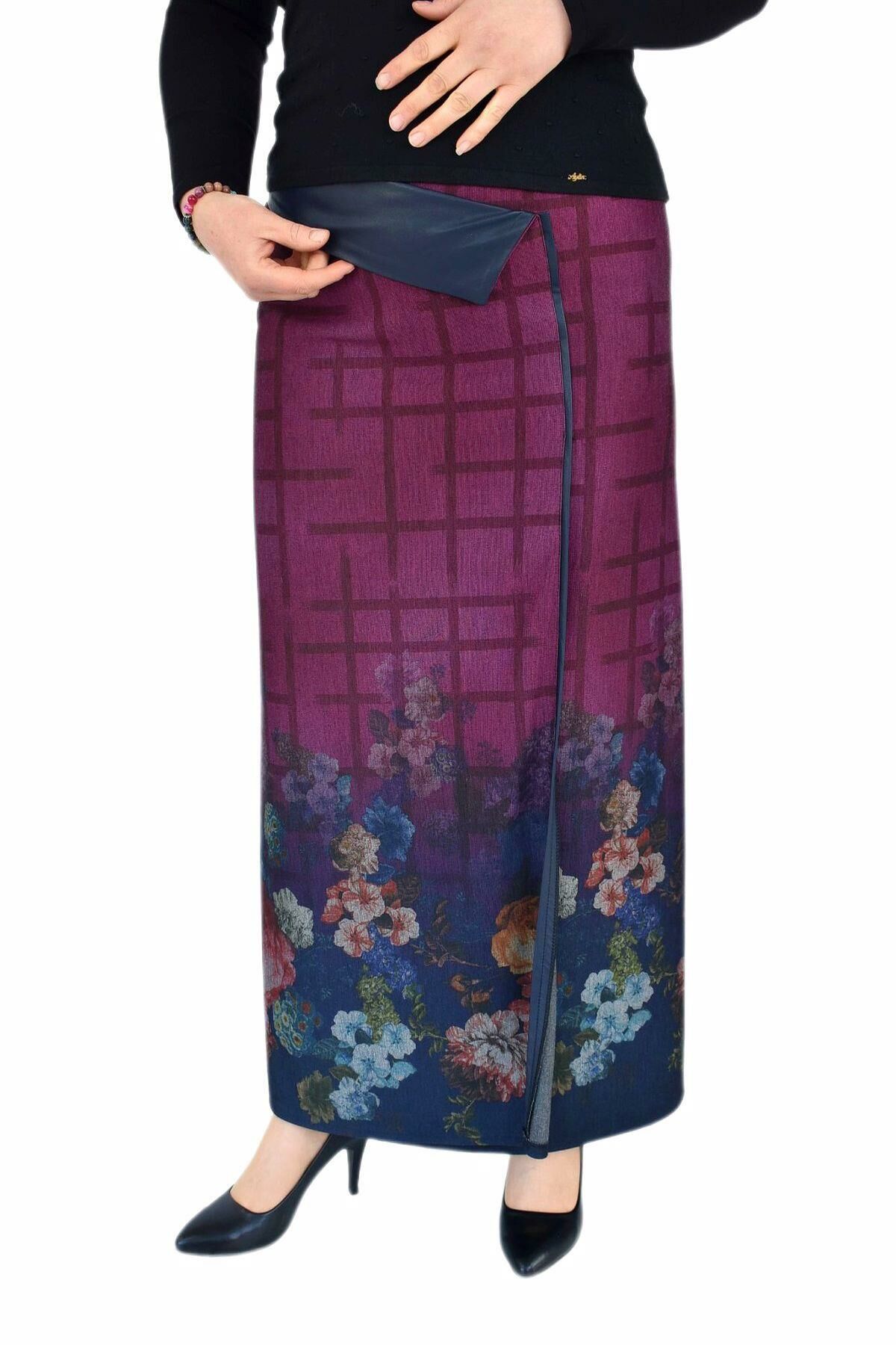 Kadın Uzun Etek Deri Kombinli BGLSZ16K206