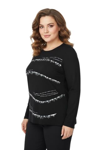 Kadın Siyah Sıfır Yaka Taşlı Bluz BGL-ST05155