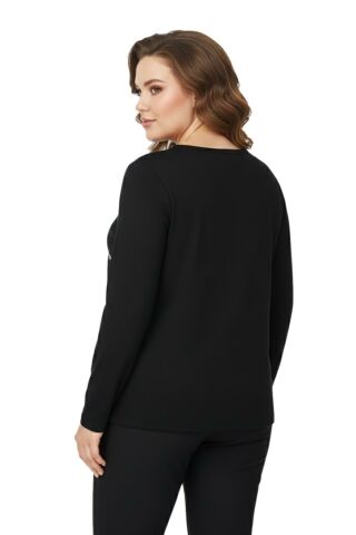 Kadın Siyah Sıfır Yaka Taşlı Bluz BGL-ST05155