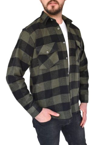 Erkek Oduncu Çift Cep Kapaklı Regular Fit Gömlek BGL-ST02338 HAKİ - S
