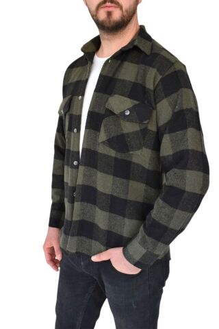 Erkek Oduncu Çift Cep Kapaklı Regular Fit Gömlek BGL-ST02338 HAKİ - S