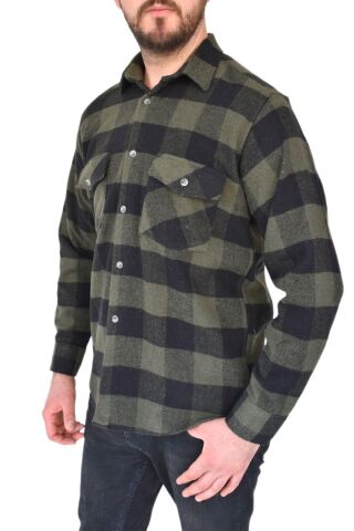 Erkek Oduncu Çift Cep Kapaklı Regular Fit Gömlek BGL-ST02338 HAKİ - S