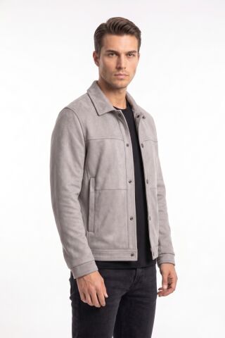 Erkek Siyah Regular Fit Mevsimlik Süet Spor Mont BGL-ST05437 GRİ - 2XL