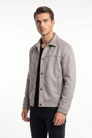 Erkek Siyah Regular Fit Mevsimlik Süet Spor Mont BGL-ST05437 GRİ - 2XL