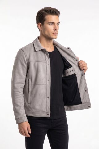 Erkek Siyah Regular Fit Mevsimlik Süet Spor Mont BGL-ST05437 GRİ - 2XL
