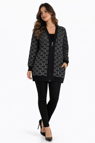 Kadın Anne Süet Desenli Hırka BGL-ST05322