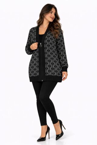 Kadın Anne Süet Desenli Hırka BGL-ST05322
