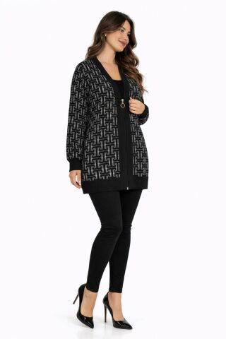 Kadın Anne Süet Desenli Hırka BGL-ST05322