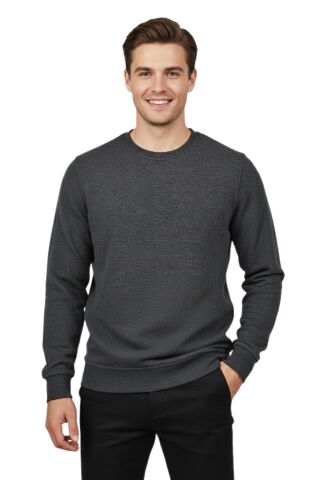 Erkek Sıfır Yaka Petek Doku Regular Fit Sweatshirt BGL-ST04950 ANTRASİT - 2XL