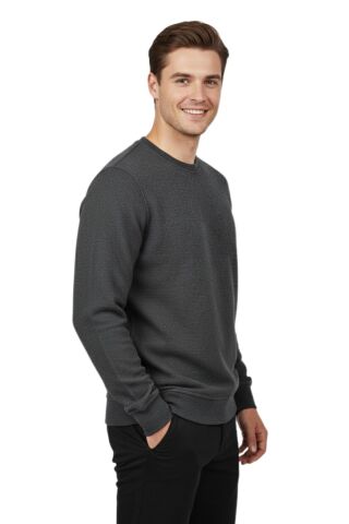 Erkek Sıfır Yaka Petek Doku Regular Fit Sweatshirt BGL-ST04950 ANTRASİT - 2XL