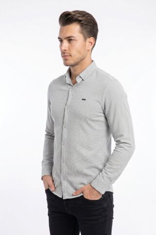 Erkek Spor Slim Fitt Uzun Kol  Gömlek BGL-ST05439 A.GRİ - S
