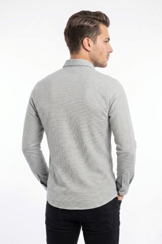 Erkek Spor Slim Fitt Uzun Kol  Gömlek BGL-ST05439 A.GRİ - S
