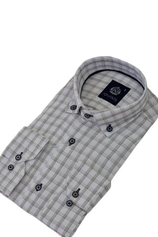 Erkek Klasik Uzun Kol Ekose Gömlek BGL-ST03509 BEJ - XL