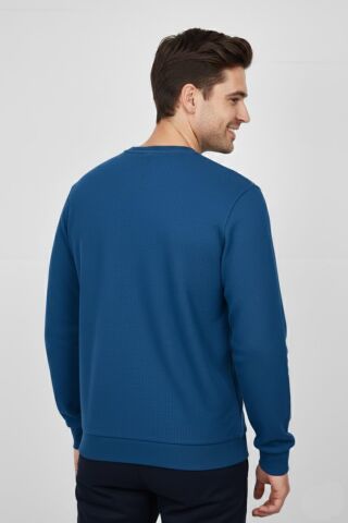 Erkek Büyük Beden Sıfır Yaka Selanik Sweatshirt BGL-ST04871 PETROL - 5XL