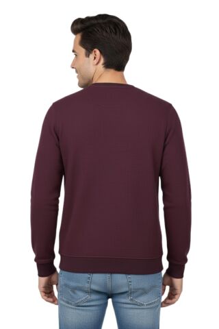 Erkek Sıfır Yaka Petek Doku Regular Fit Sweatshirt BGL-ST04950 BORDO - 2XL