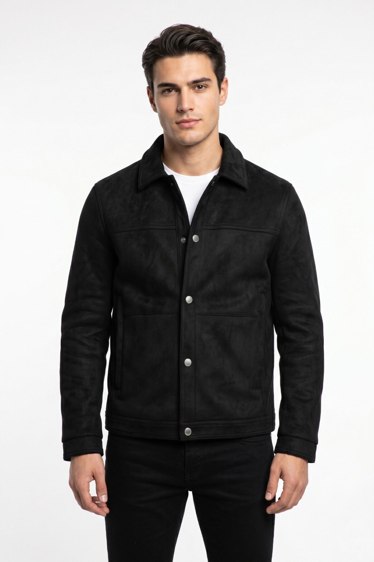 Erkek Siyah Regular Fit Mevsimlik Süet Spor Mont BGL-ST05437 SİYAH - S