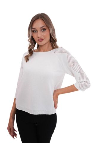 Kadın Sıfıryaka Simli Kol Detaylı Kazak 12763 BGL-ST04221