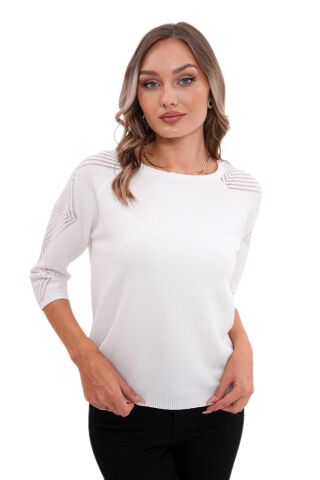 Kadın Sıfıryaka Simli Kol Detaylı Kazak 12763 BGL-ST04221 SAKS MAVİ - M/L