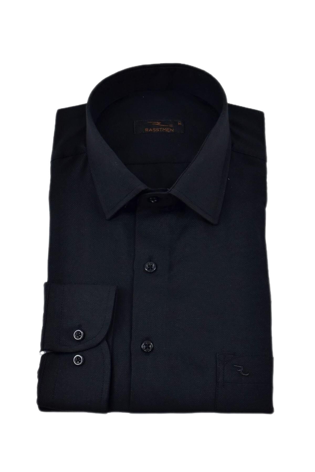 Erkek Klasik Tek Cepli Uzun Kol Gömlek BGL-ST04335 SİYAH - 2XL