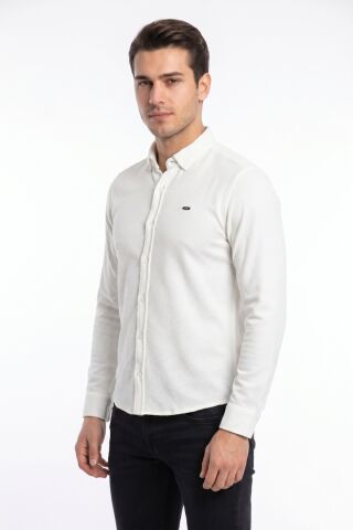 Erkek Spor Slim Fitt Uzun Kol  Gömlek BGL-ST05439 BEYAZ - 2XL