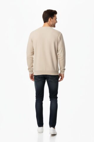 Erkek Büyük Beden Sıfır Yaka Selanik Sweatshirt BGL-ST04871 TAŞ - 5XL