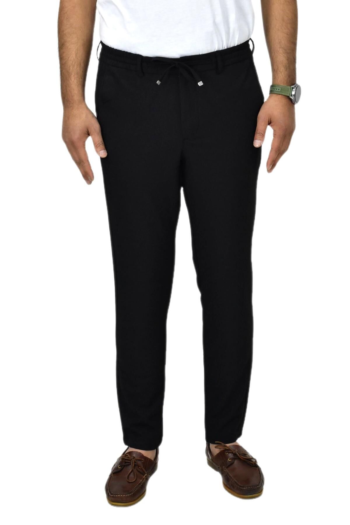 Erkek Jogger Regular Fit Kanvas Pantolon 110 BGL-ST04766 SİYAH - 34