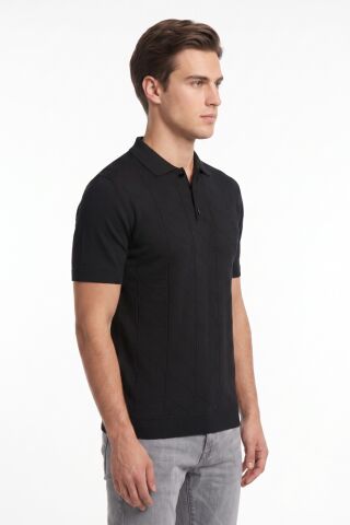 Erkek Polo Yaka Düğmeli Kısa Kollu Tişört Klasik Kalıp BGL-ST05547 SİYAH - 2XL